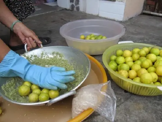 chà chanh vào rổ để giảm độ the - cách làm chanh muối