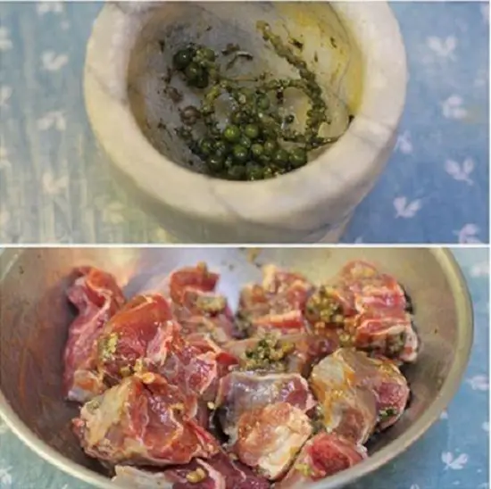 sơ chế thịt bò làm món bắp bò hầm tiêu xanh