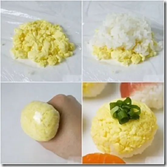 cuộn trứng với cơm