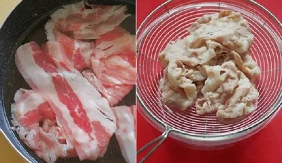 trần sơ qua thịt heo