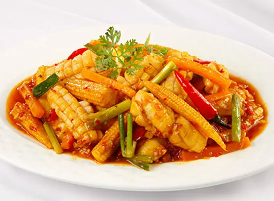 Món ăn chay cho ngày đầu tháng tám: Ngô bao tử xào mực chay