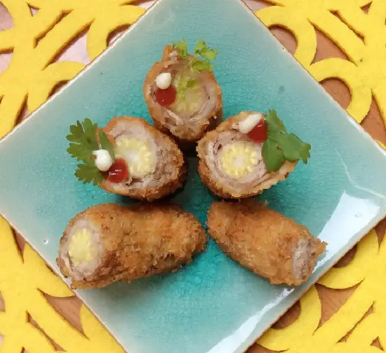 thịt bò cuộn ngô non chiên xù hấp dẫn