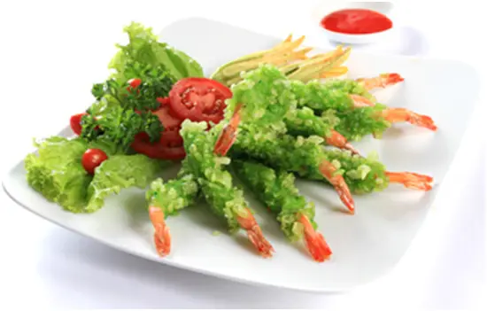 tôm chiên cốm xanh thơm ngon