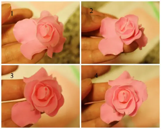 Trang trí bánh kem bằng hoa hồng làm từ fondant 8